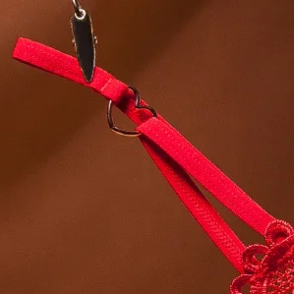 3/$15 One Size Red Lace Heart Thong with Pearls Panties Sexy Underwear Stretch - Picture 5 of 7